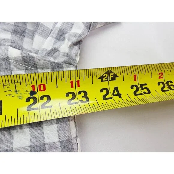 J. Crew Classic Secret Wash Size Large Mens Gray White Check Button Down Shirt - Picture 2 of 9